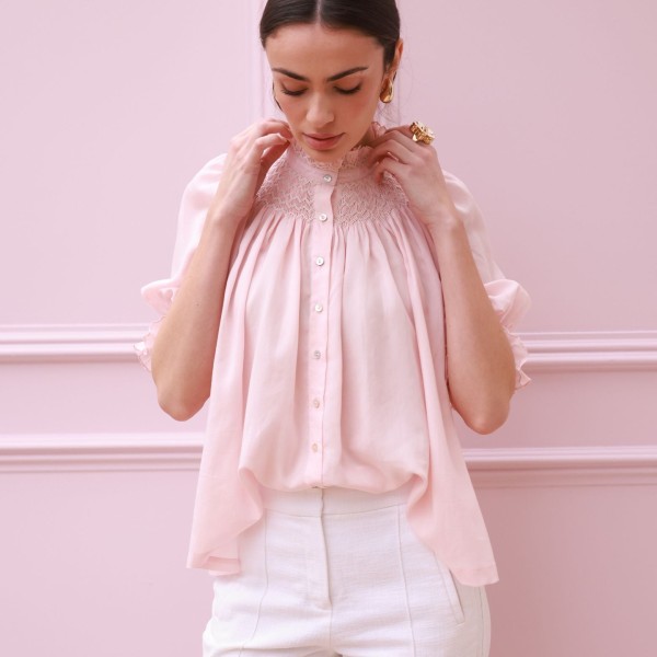 Scholl Summer Blouse Seashell Cotton Voile with Milk Hand Smocking Edition 67
